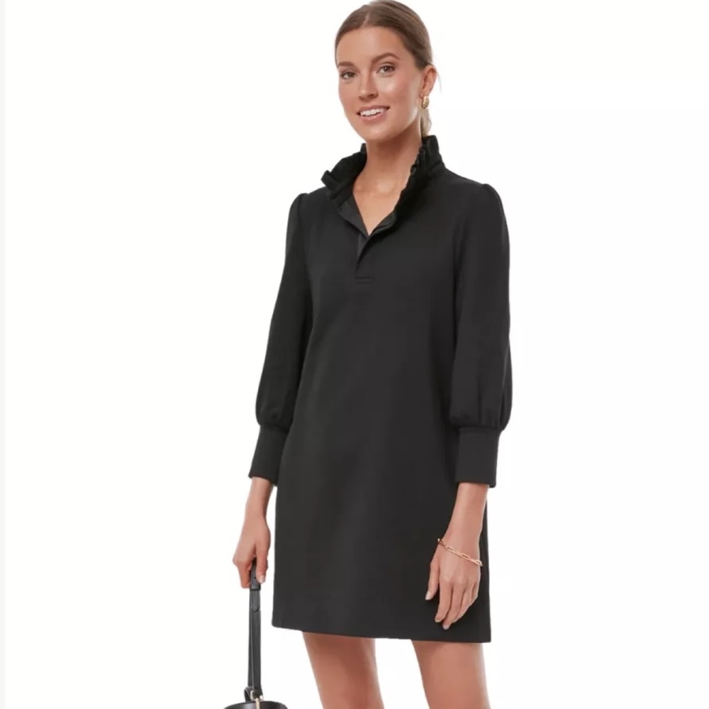 Tuckernuck charlotte terry dress ruffle collar Pomander Place Black size medium